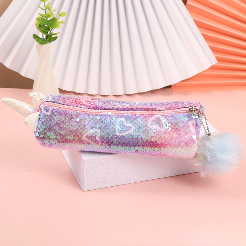 Wholesale Rainbow Sequin Unicorn Pencil Case